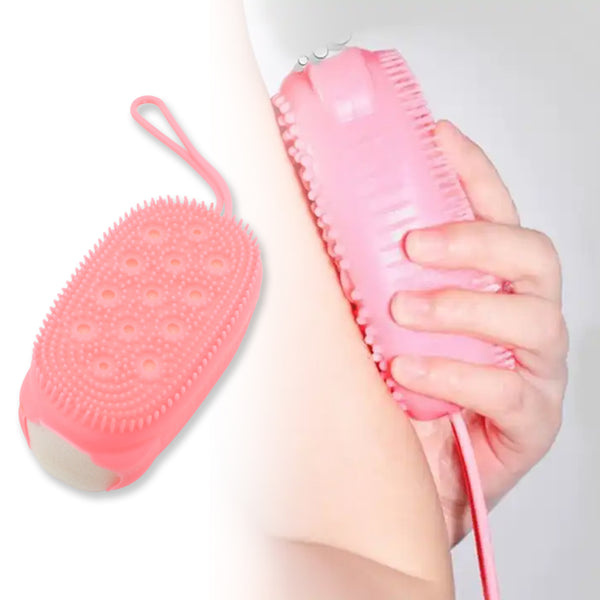 1436  Silicone Super Soft Silicone Bath Brush Double-sided Body Scrubber Brush For Deep Cleasing Exfoliating Ultra-soft Scrubber(1 Pc)