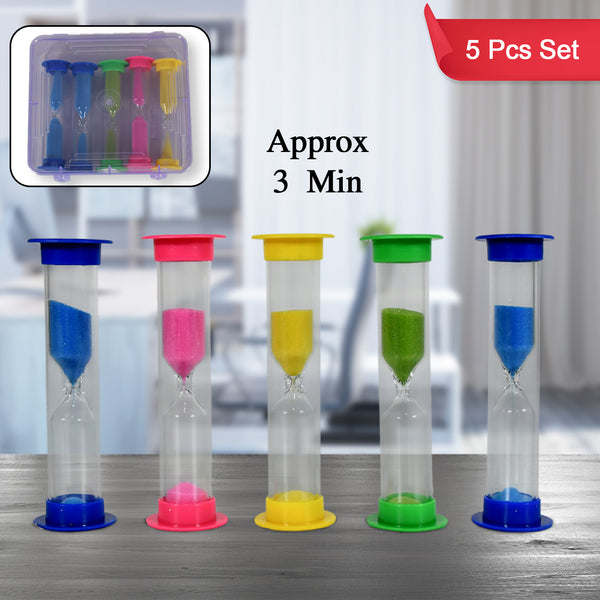 8756 Sand Timer Plastic Hourglass Sand Glass Toy Sand Clock For Kitchen Office School And Brushing Teeth For Bathroom Timer Clock Children Hourglass Sand Glass Toothbrush Household Sand Clock (3 Min Approx  5 Pc)