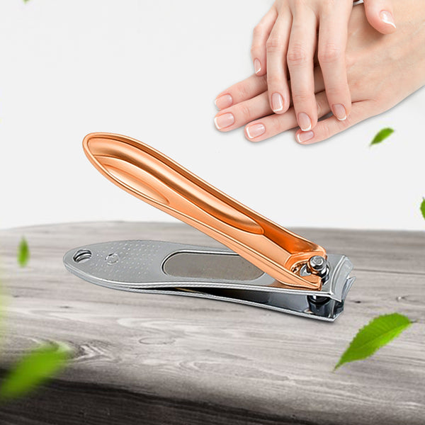 Stainless Steel Folding Portable Large Nail Clippers With Nail File (1 Pc)