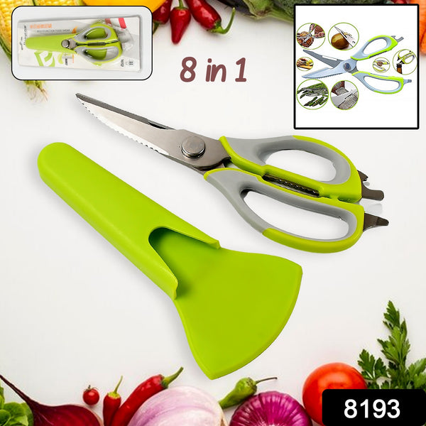 8193 Multi-purpose Kitchen Shears With Magnetic Holder Stainless Steel Red Multifunction Heavy Duty And Kitchen Scissors