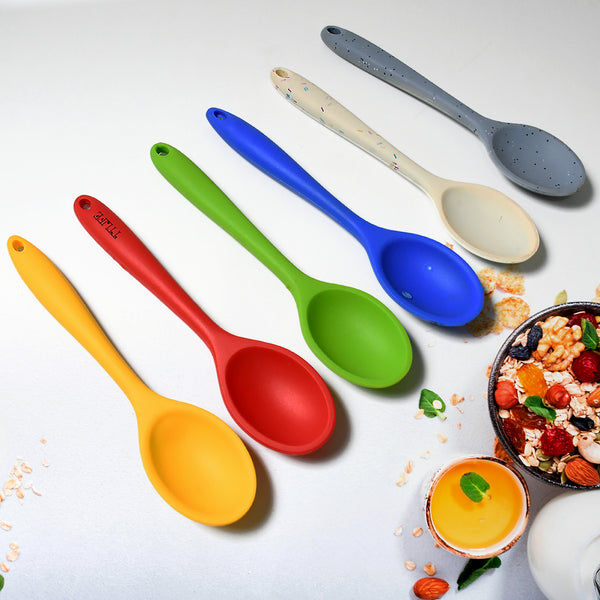 Multipurpose Silicone Spoon Silicone Basting Spoon Non-stick Kitchen Utensils Household Gadgets Heat-resistant Non Stick Spoons Kitchen Cookware Items For Cooking And Baking (6 Pcs Set)