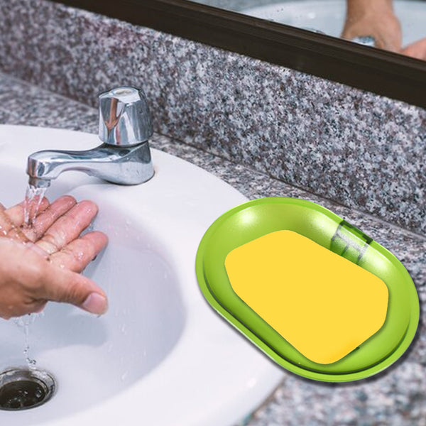 17515 Plastic Soap Dish Holder For Bathroom Shower Wall Mounted Self Adhesive Soap Holder Saver Tray-plastic Sponge Holder For Kitchen Storage Rack Soap Box Bathroom